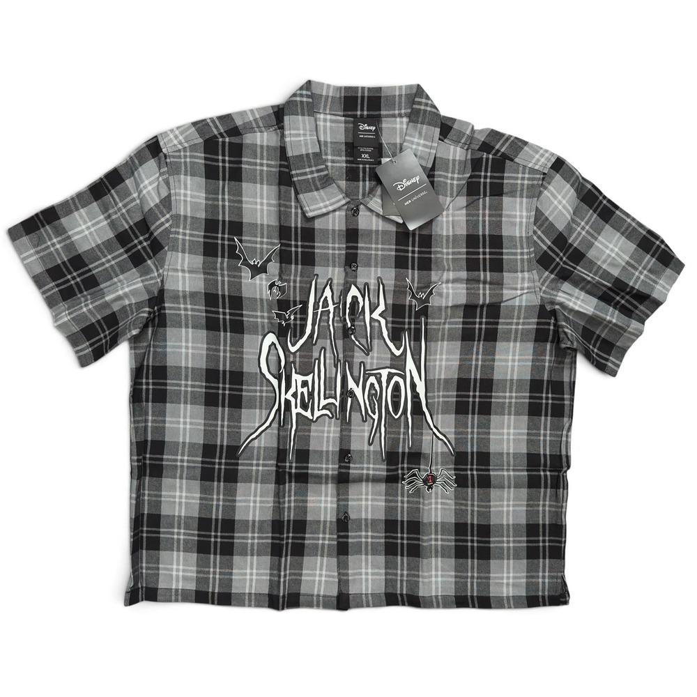 Our Universe The Nightmare Before Christmas Jack Plaid Crop Woven Button-Up XXL